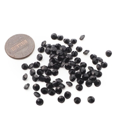 Lot (84) Czech vintage round faceted black glass rhinestones 4mm