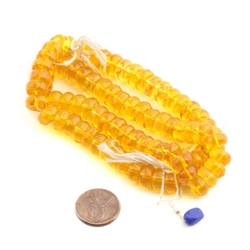 Lot (80) Czech vintage amber topaz rondelle glass beads 10x5mm