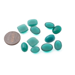 Lot (11) Czech vintage green opaline chrysoprase glass cabochons