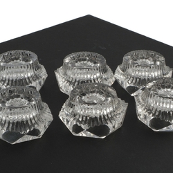 Lot (6) Czech vintage cut crystal glass salt cellars condiment table accessories