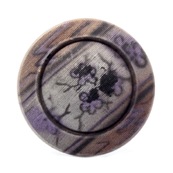 Antique Victorian Czech fabric effect floral black glass button 27mm