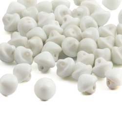 Lot (48) vintage Czech white cone dimi doll size glass buttons 10mm
