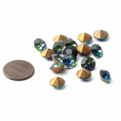 Lot (17) rare antique Czech rainbow glass rhinestones 9/10mm
