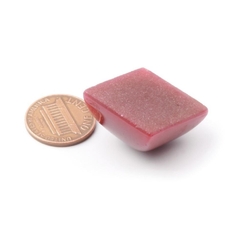 Czech Deco vintage square domed red glass cabochon 24mm