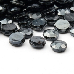Lot (460) antique Czech black lustre faceted nailhead glass beads 7mm