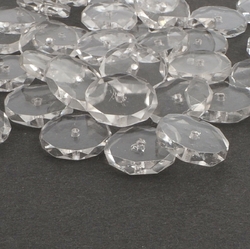 Lot (41) Czech rare antique hand faceted rondelle clear glass beads 13-15mm