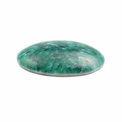 Large Czech vintage green satin marble oval glass cabochon 40x31mm