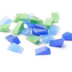 Lot (23) vintage Deco Czech green satin blue opaline triangle glass cabochons 16mm