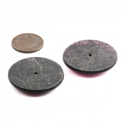 Lot (2) antique Czech amethyst purple rosarian pin shank glass button elements 32mm