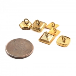 Lot (6) Vintage German brass metal geometric tiny dimi doll buttons
