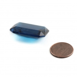 Large Czech vintage octagon rectangle blue amethyst glass rhinestone 30x22mm