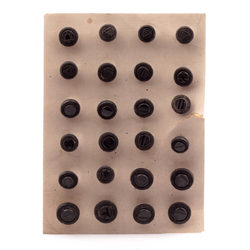 Card (24) Czech antique geometric dimi black glass buttons