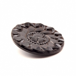 Rare Antique Victorian Czech lacy clover black glass button 32mm