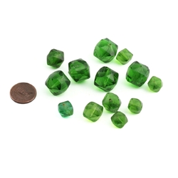 Lot (13) Austrian D.S antique cube faceted green glass beads