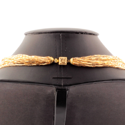 Vintage Czech 11 strand necklace gold lined bugle glass beads