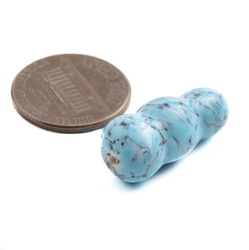 Large vintage Czech blue matrix marble lampwork glass bead 24mm