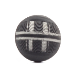 Czech antique metallic fabric look check ribbed black glass button 27mm
