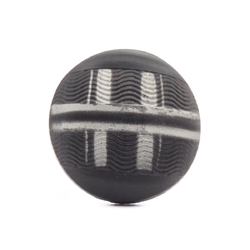 Czech antique metallic fabric look check ribbed black glass button 27mm