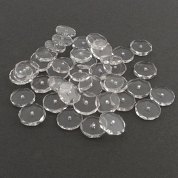 Lot (41) Czech rare antique hand faceted rondelle clear glass beads 13-15mm