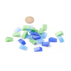 Lot (23) vintage Deco Czech green satin blue opaline triangle glass cabochons 16mm