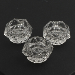 Lot (3) Czech vintage cut crystal glass salt cellars condiment pots tableware