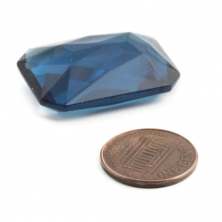 Large Czech vintage octagon rectangle blue amethyst glass rhinestone 30x22mm