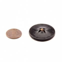 Rare Antique Victorian Czech lacy clover black glass button 32mm