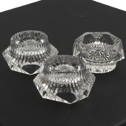 Lot (3) Czech vintage cut crystal glass salt cellars condiment pots tableware