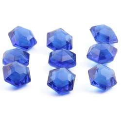 Lot (9) Czech vintage hexagon faceted Sapphire blue glass rhinestones 14mm