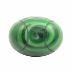 Antique Czech green swirl under faceted crystal oval glass button 16mm