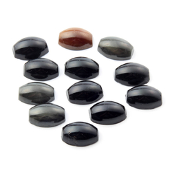 Lot (12) Czech vintage black satin marble oval domed glass cabochons 18x13mm