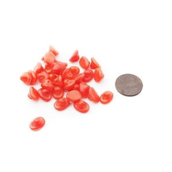 Lot (35) Vintage Czech orange red dimi oval glass buttons 11mm