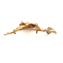 Vintage gold tone metal Czech Art Deco flower pin brooch finding
