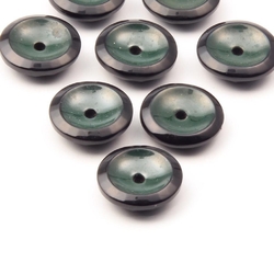 Lot (8) antique Czech black rosarian pin shank faceted glass button elements 18mm