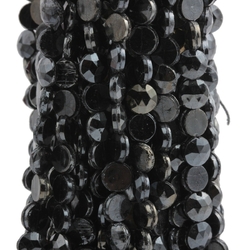 Hank (1100) Czech rare vintage hematite lustre black nailhead glass beads 7mm