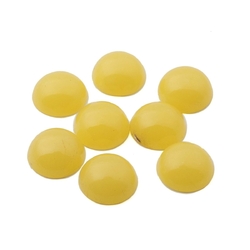 Lot (8) Czech vintage semi translucent yellow round glass cabochons 10mm