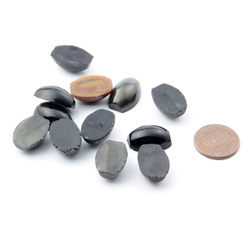 Lot (12) Czech vintage black satin marble oval domed glass cabochons 18x13mm