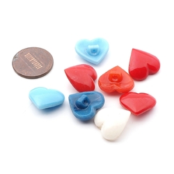 Lot (8) vintage Czech 1930's red blue cream heart glass buttons 16mm