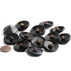 Lot (13) Vintage 1920's Czech geometric silver lustre black glass buttons 27mm