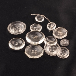 Lot (12) Czech 1920s Deco vintage faceted crystal clear glass buttons