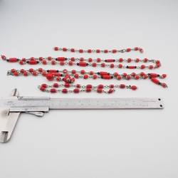 Lot (95) Czech vintage Deco connector wired red glass beads