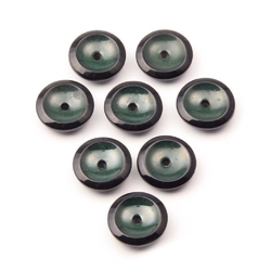 Lot (8) antique Czech black rosarian pin shank faceted glass button elements 18mm