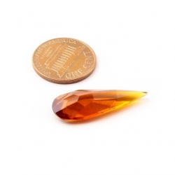 Large 28mm Czech antique teardrop faceted amber topaz glass rhinestone