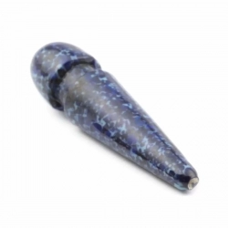 Vintage Czech blue spatter marble teardrop head pin pendant glass bead 40mm