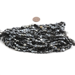 Hank (1100) Czech rare vintage hematite lustre black nailhead glass beads 7mm