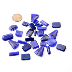 Lot (29) Czech vintage Art Deco cobalt sapphire blue glass rhinestones cabochons