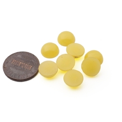 Lot (8) Czech vintage semi translucent yellow round glass cabochons 10mm