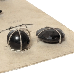 Antique Victorian Czech sample card blown black glass beads embellishments