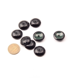 Lot (8) antique Czech black rosarian pin shank faceted glass button elements 18mm