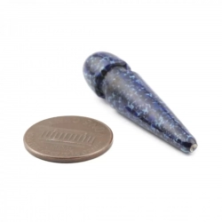 Vintage Czech blue spatter marble teardrop head pin pendant glass bead 40mm